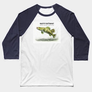 Happy Birthday Cod Fish Watercolor Baseball T-Shirt